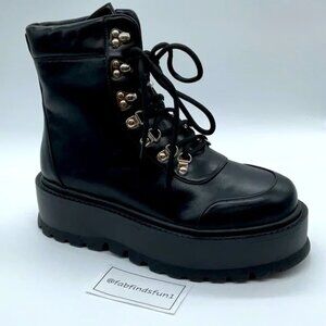 Koi Footwear - Hydra All Black Matrix Platform Boots - US W 10 or US M 8.5/9